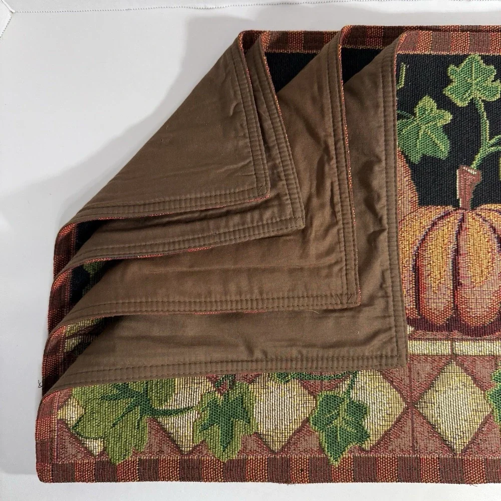 Vintage Tapestry Placemats Pumpkins Leaves Thanksgiving Fall‎ Set Of 4
